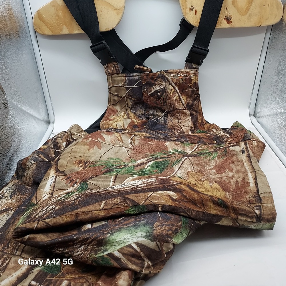 Field & Stream Mens Large Realtree Camo Hunting Bibs HydroProof Ultra Insulated